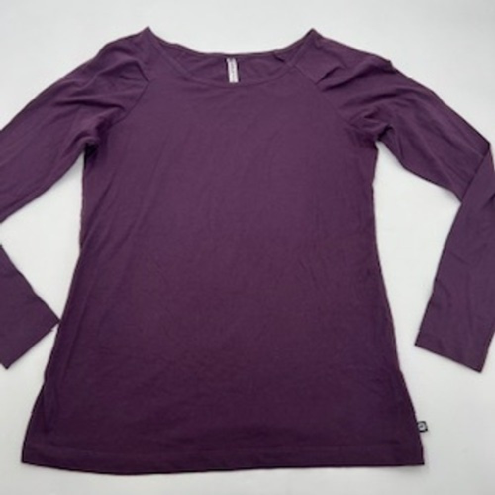 Fabletics‎ Womens Purple Long Sleeve Pleated Shoulder Scoop Neck Top Large L